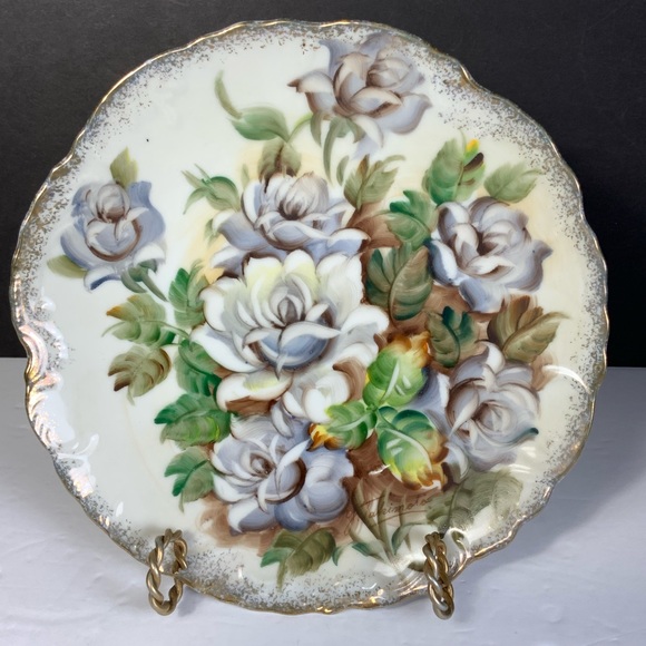 Ucagco Art Vintage Ucagco Japan Plate Floral Hand Painted Ceramic